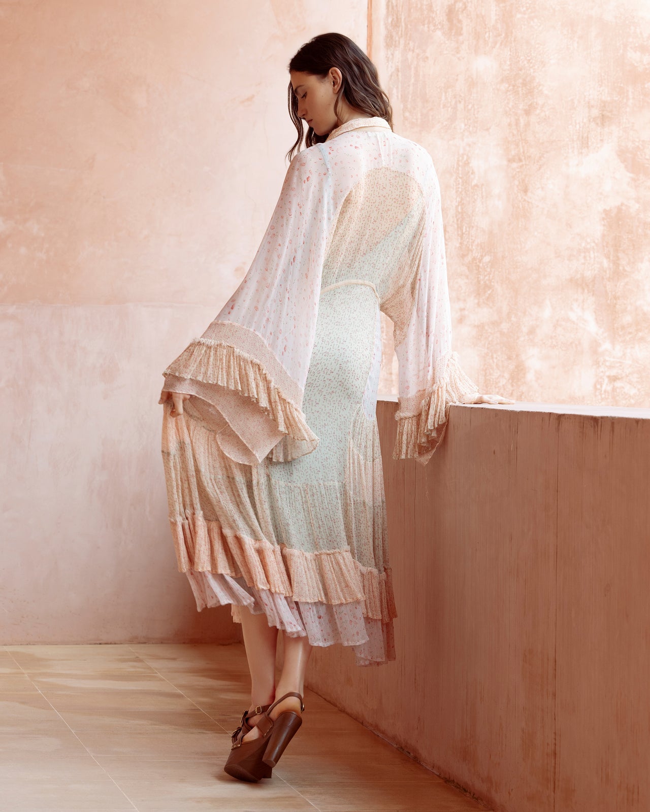 Robe Lubud - Bleu : Robe longue bohème à volants Mes Demoiselles - Image 6