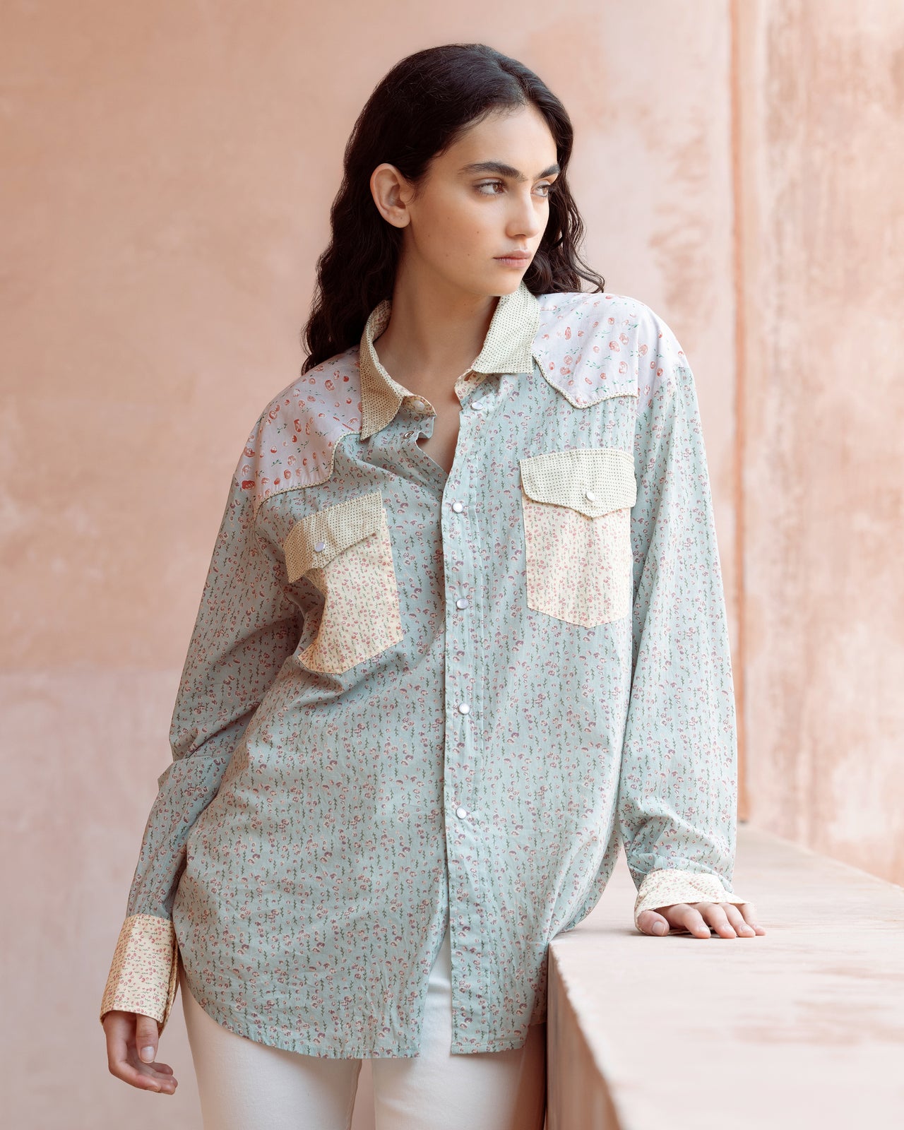 Chemise en patch de liberty à détails western : Chemises & tops Mes Demoiselles - Image 3