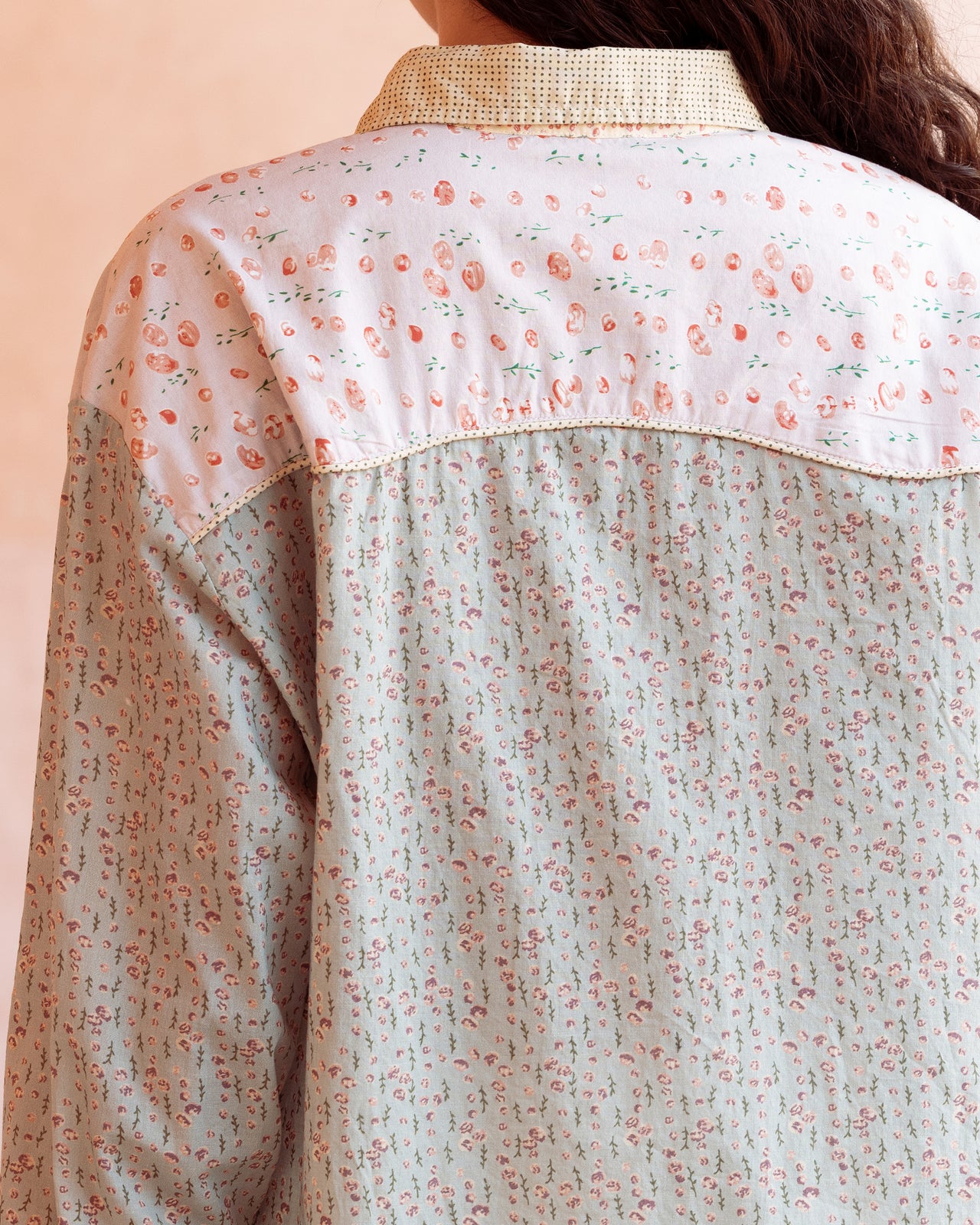 Chemise Lun - Bleu : Chemise en patch de liberty à détails western Mes Demoiselles - Image 5