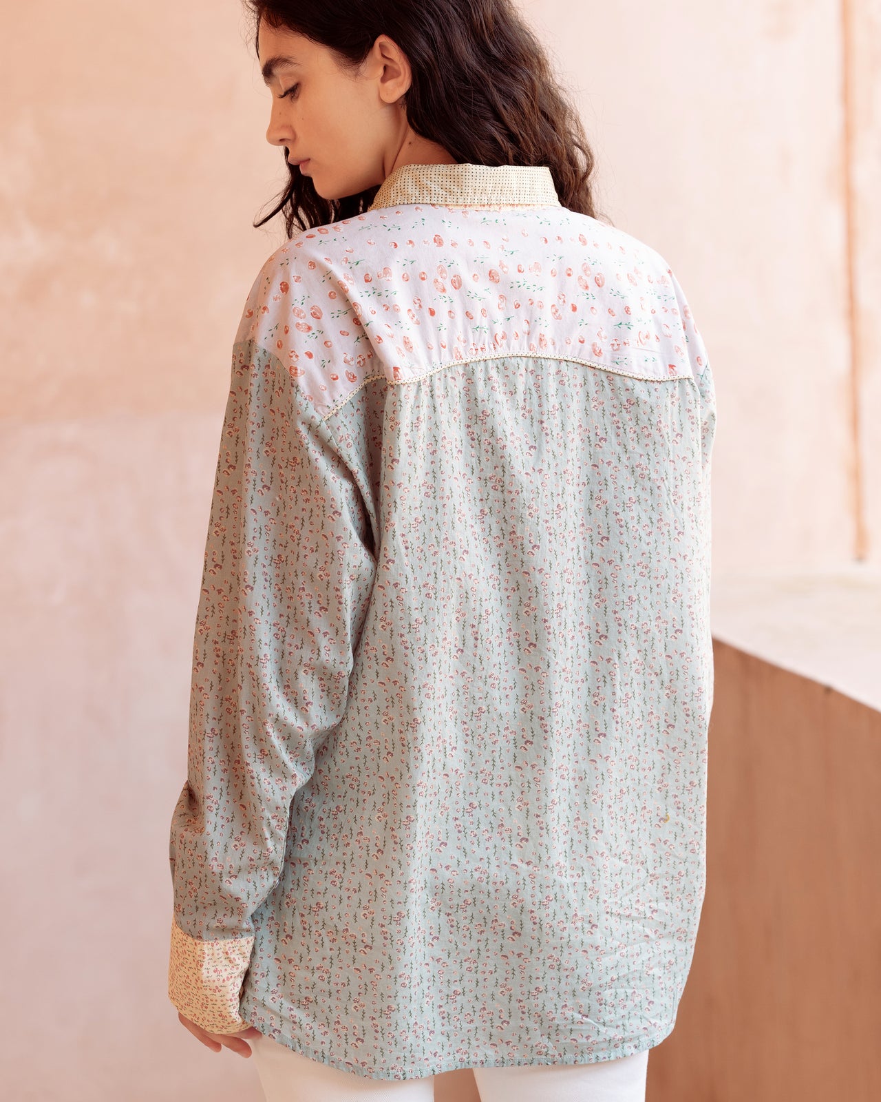 Chemise Lun - Bleu : Chemise en patch de liberty à détails western Mes Demoiselles - Image 6