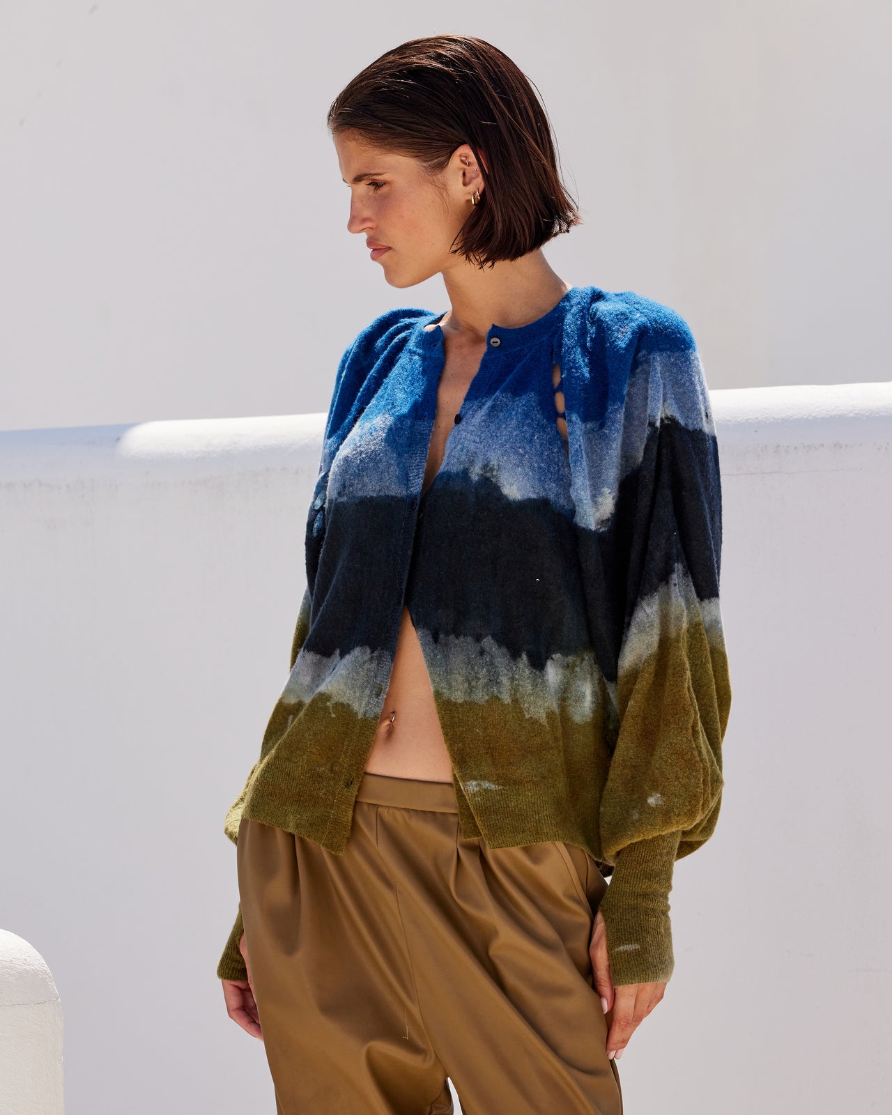 Cardigan Lupinus - Vert : Cardigan en laine tie & dye - Bleu Kaki Mes Demoiselles - Image 4