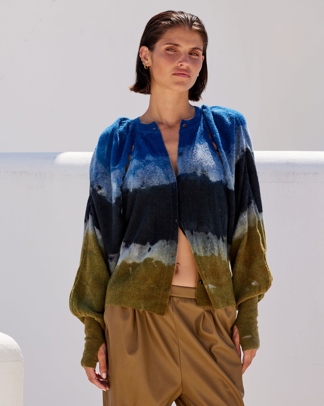 Cardigan Lupinus - Vert : Cardigan en laine tie & dye - Bleu Kaki Mes Demoiselles - Image 6