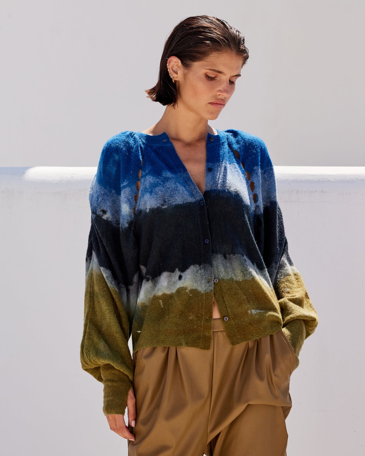 Cardigan Lupinus - Vert : Cardigan en laine tie & dye - Bleu Kaki Mes Demoiselles - Image 7