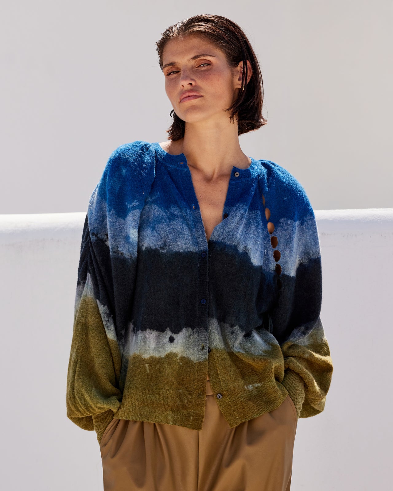 Cardigan Lupinus - Vert : Cardigan en laine tie & dye - Bleu Kaki Mes Demoiselles - Image 5