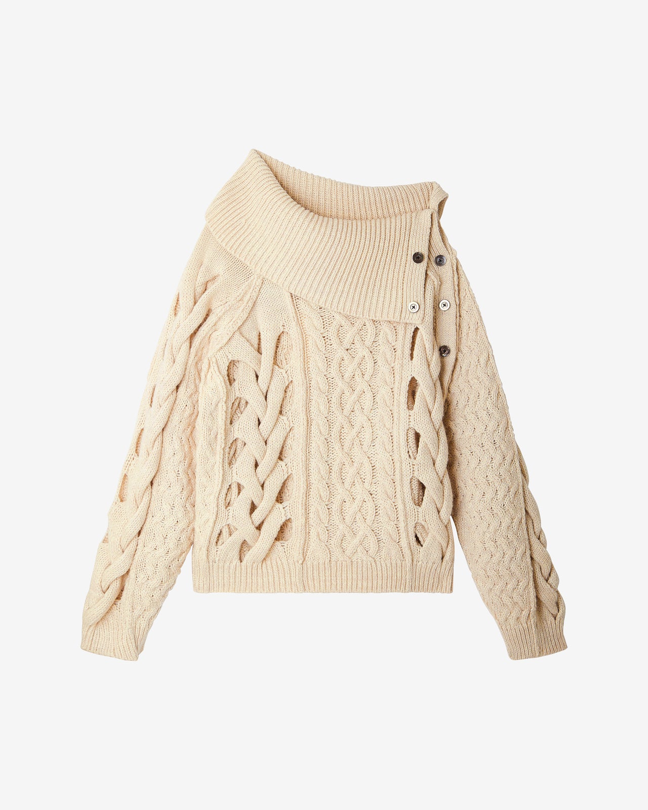 Pull Mana - Ivoire : Pull écru à grosses torsades ajourées – charme naturel Mes Demoiselles - Image 9