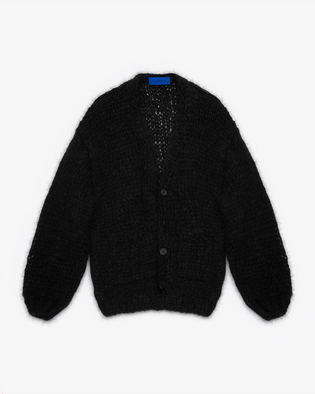 Cardigan Morisse - Noir : Long cardigan en mohair tricoté main – Noir Mes Demoiselles - Dernière image