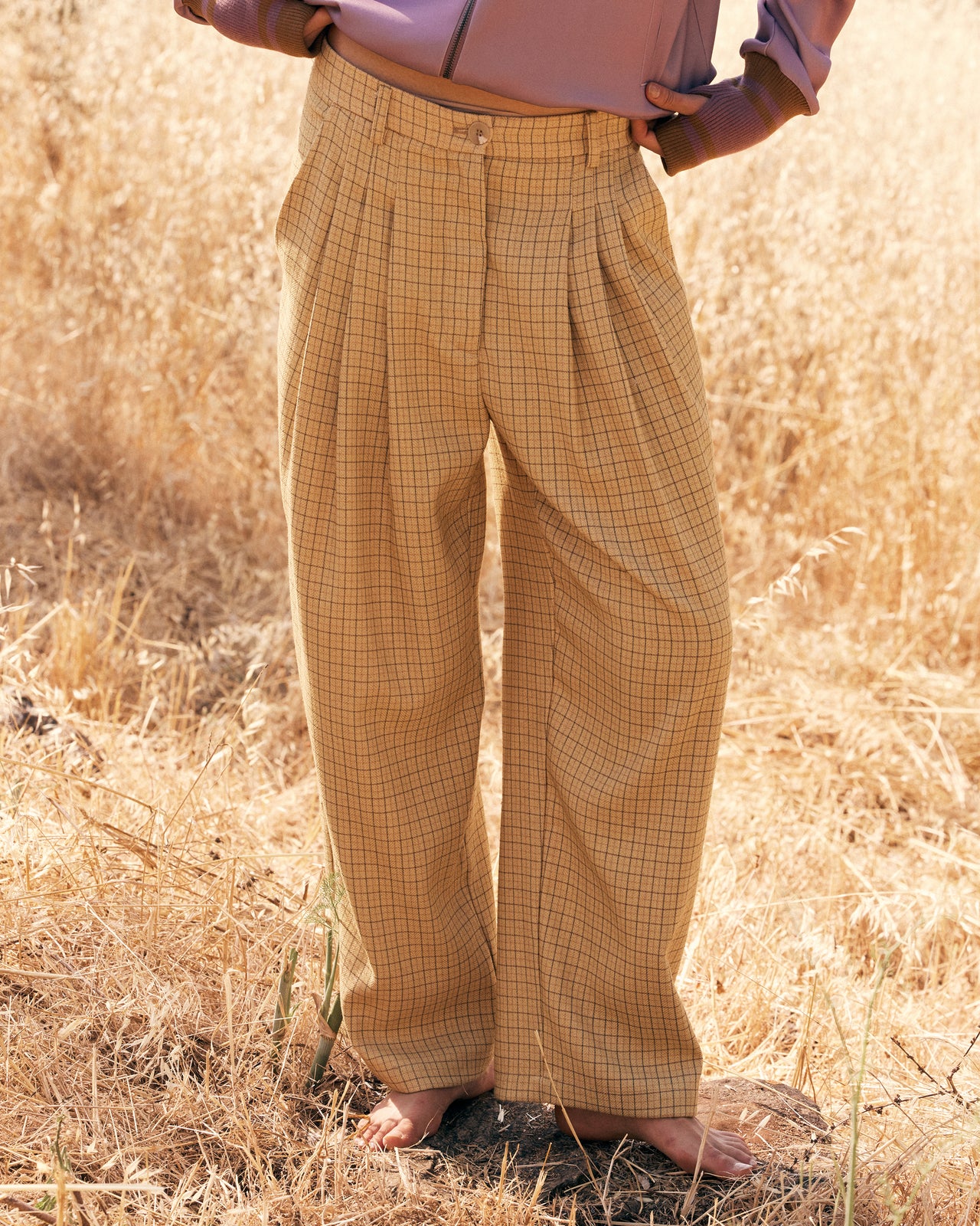 Pantalon Mr Jamiro - Jaune : Pantalon à carreaux – tailoring décontracté Mes Demoiselles - Image 5