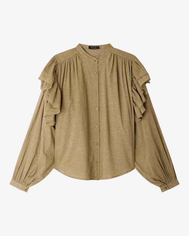 Chemise Odessa - Beige : Blouse courte en voile de coton pigment dye Mes Demoiselles - Dernière image