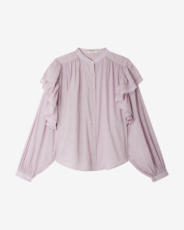 Blouse courte en voile de coton pigment dye : Chemises & tops Mes Demoiselles - Image 1
