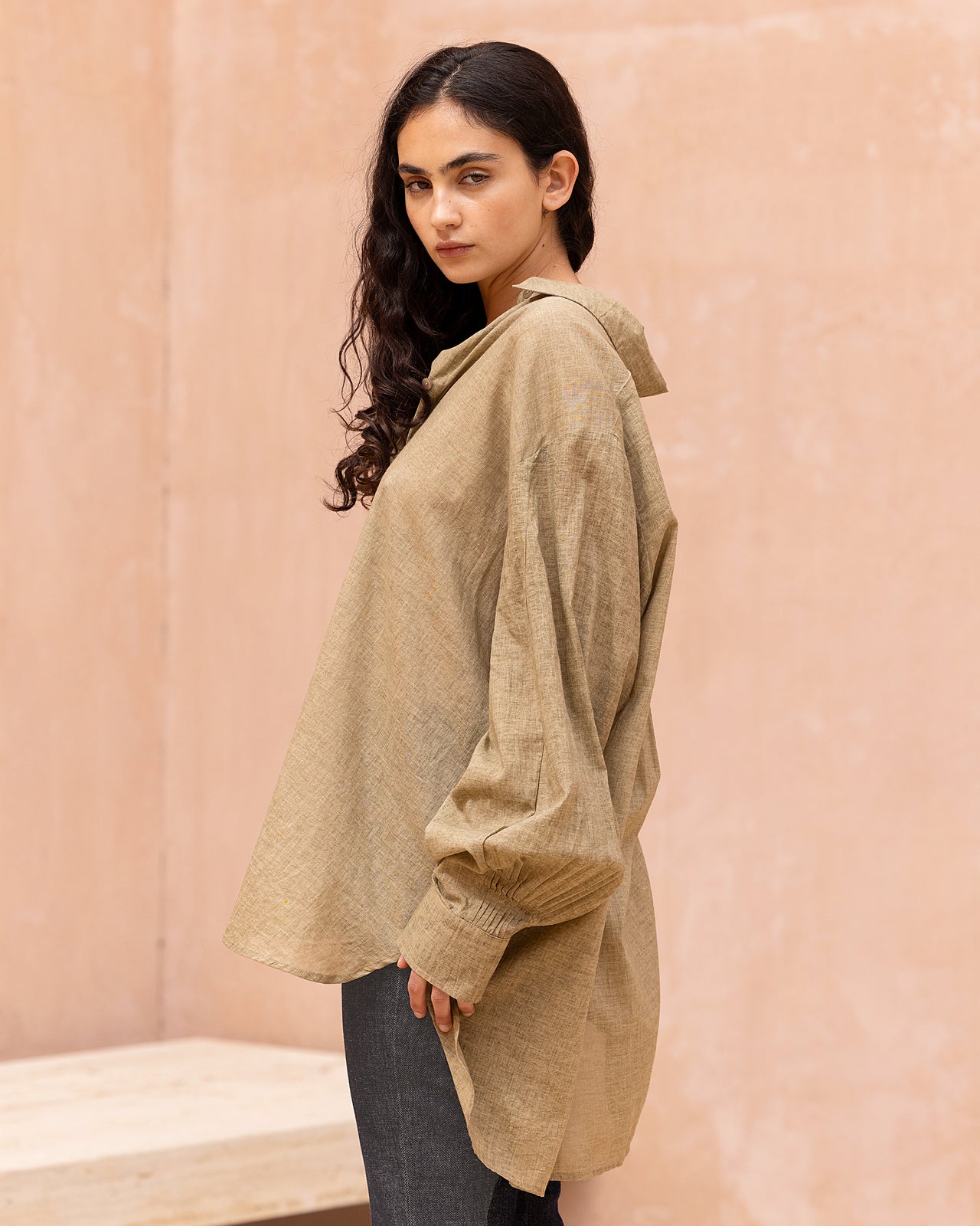 Chemise Opal - Beige : Chemise en coton biege structurée Mes Demoiselles - Image 4