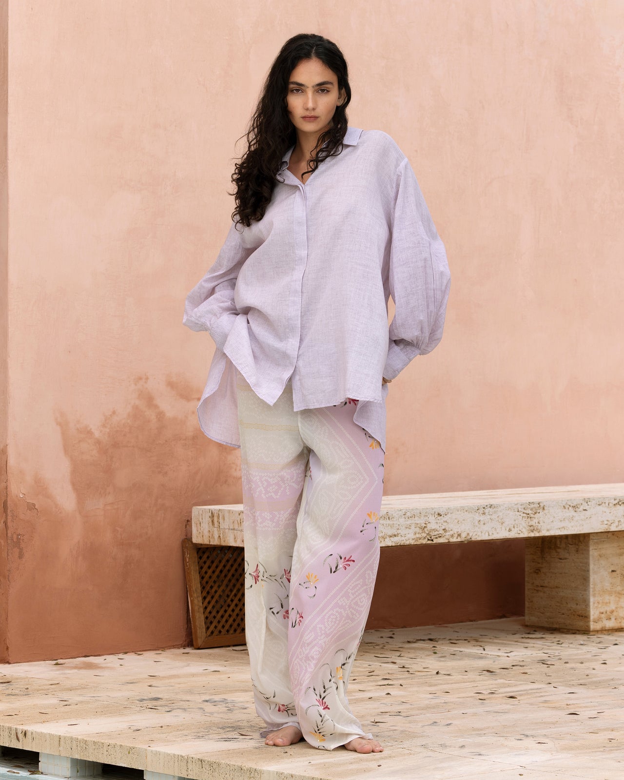 Chemise coton lavande structurée : Chemises & tops Mes Demoiselles - Image 1