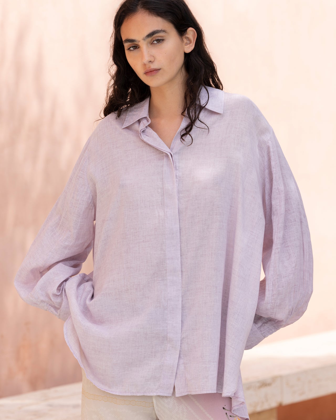 Chemise coton lavande structurée : Chemises & tops Mes Demoiselles - Image 3