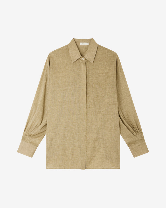 Chemise Opal - Beige : Chemise en coton biege structurée Mes Demoiselles - Dernière image