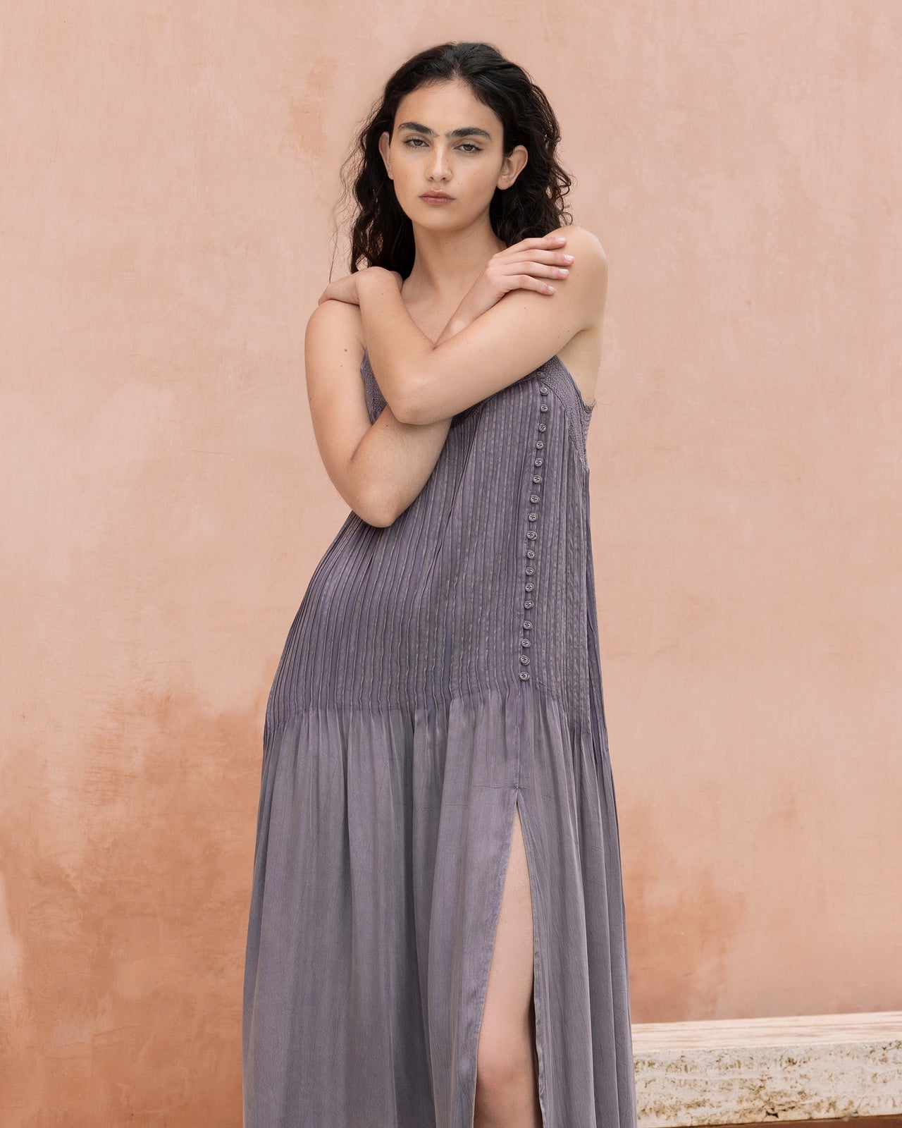 Robe à bretelles longue et fluide lilas : Robes Mes Demoiselles - Image 3