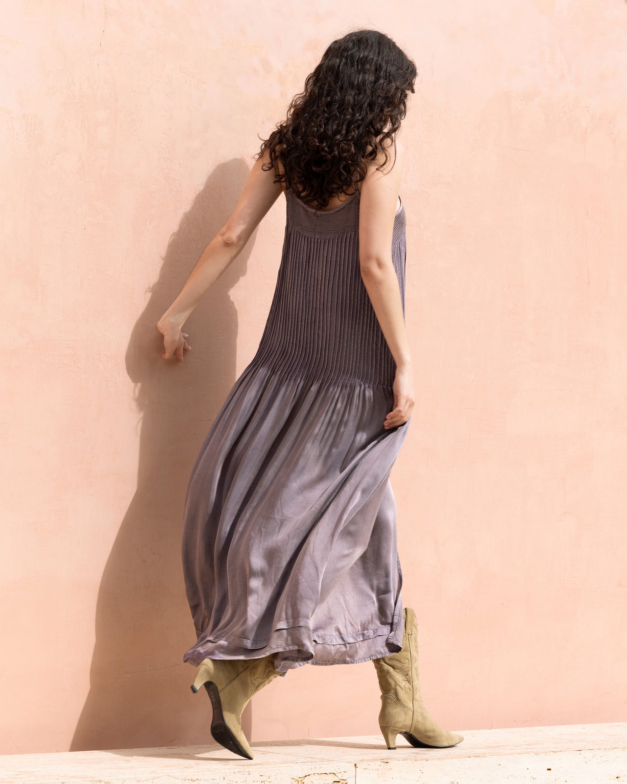 Robe Sally - Lilas : Robe à bretelles longue et fluide lilas Mes Demoiselles - Image 5