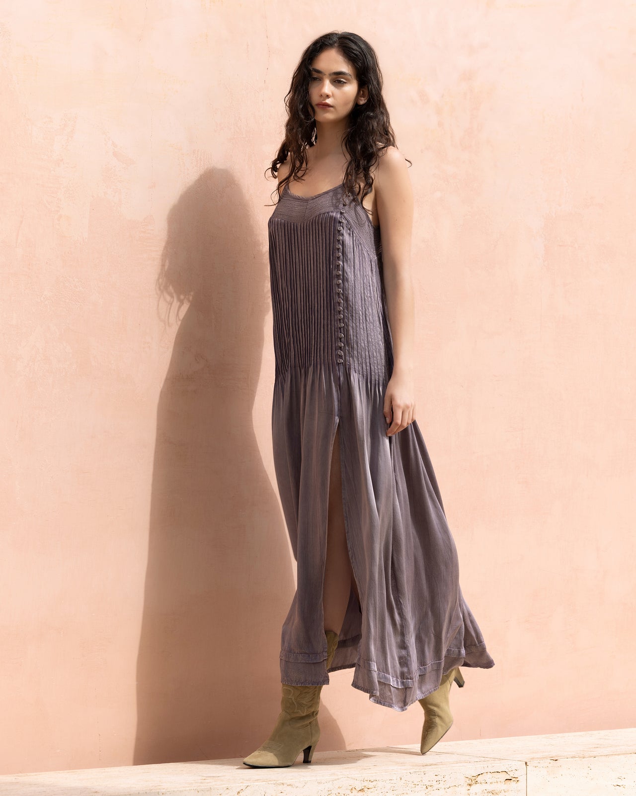 Robe Sally - Lilas : Robe à bretelles longue et fluide lilas Mes Demoiselles - Image 6