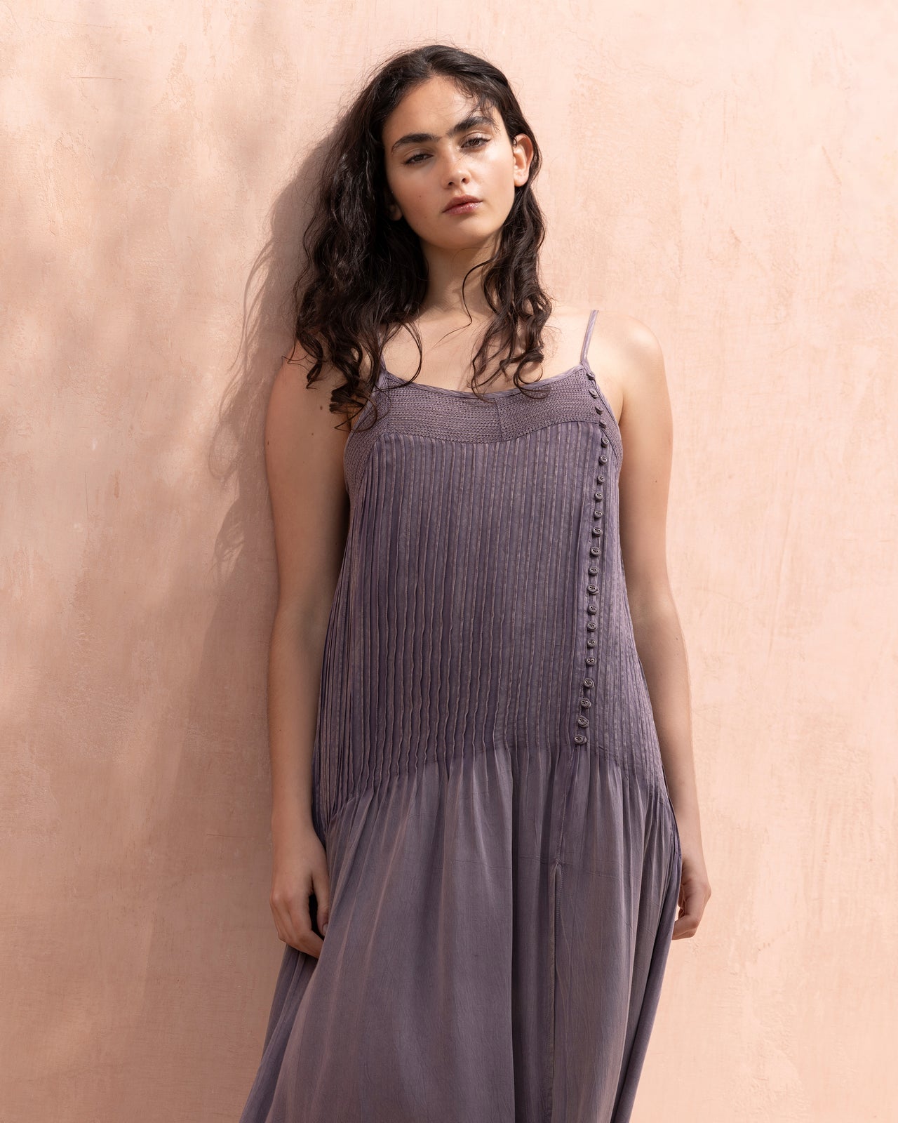 Robe Sally - Lilas : Robe à bretelles longue et fluide lilas Mes Demoiselles - Image 7