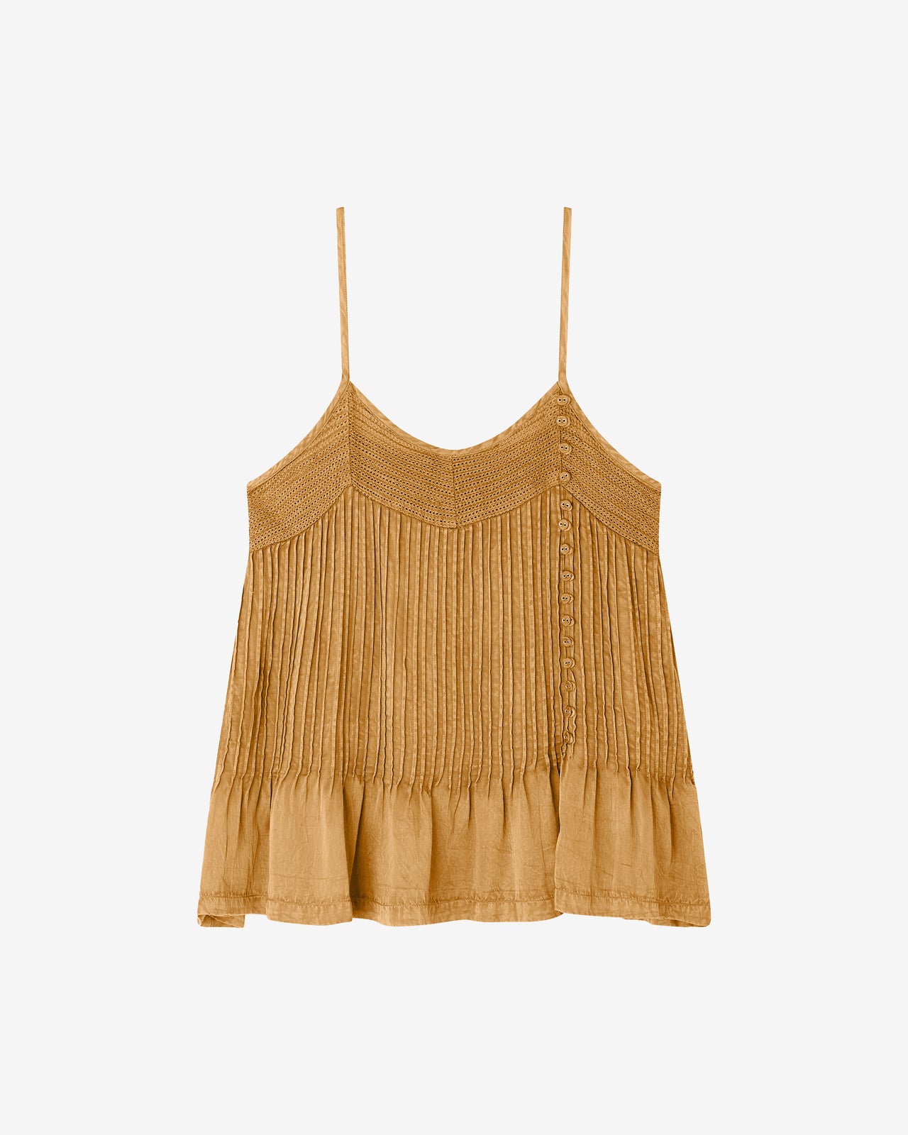 Top en viscose satinée ocre : Chemises & tops Mes Demoiselles - Image 1