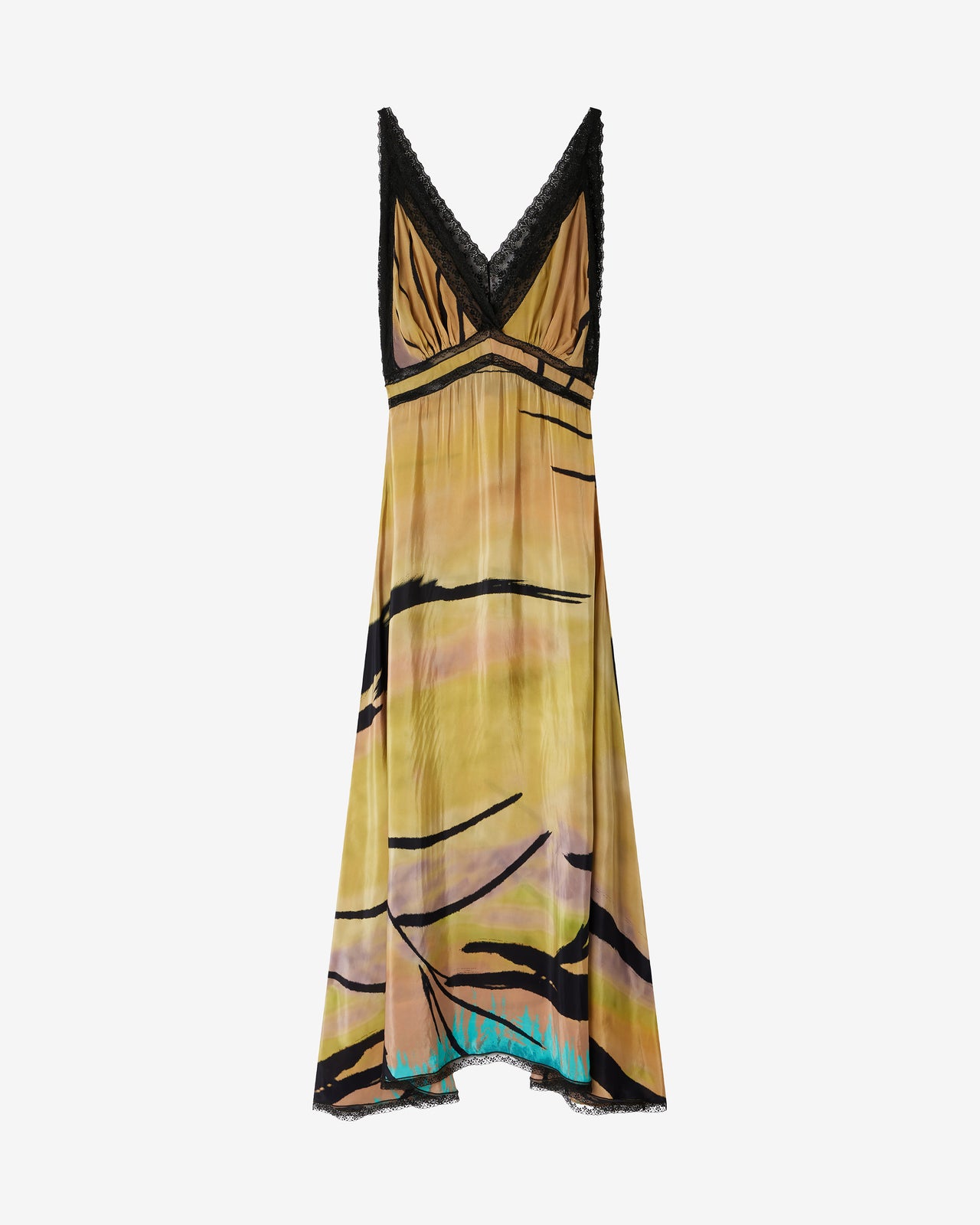 Robe Senali - Sable : Robe longue imprimée, touche artistique et dentelle raffinée Mes Demoiselles - Image 5