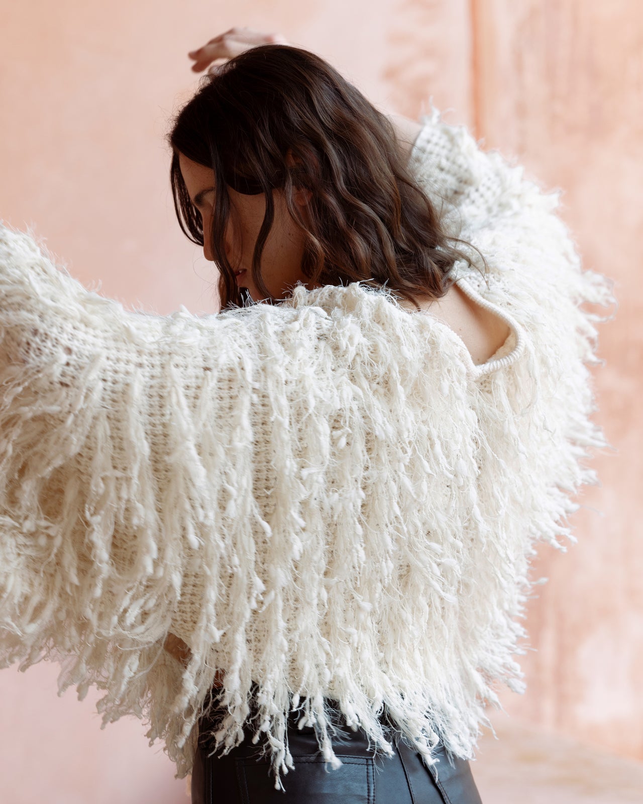 Pull Silou - Ivoire : Pull poncho ivoire en laine façon fourrure Mes Demoiselles - Image 6