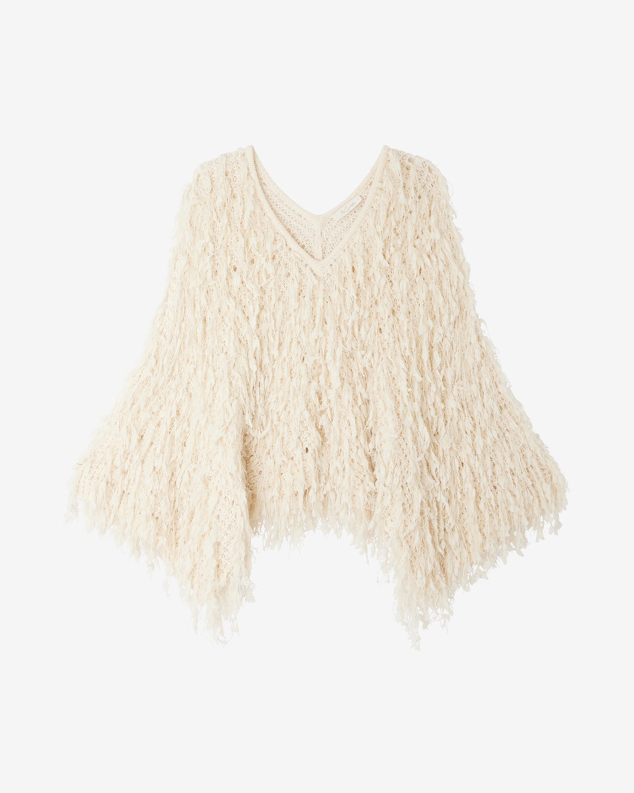 Pull Silou - Ivoire : Pull poncho ivoire en laine façon fourrure Mes Demoiselles - Image 7