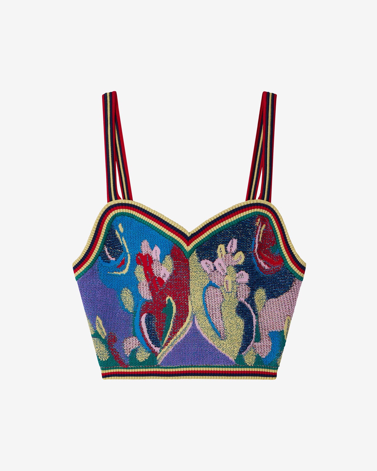 Top Skip - Bleu : Top à fines bretelles en maille multicolore Mes Demoiselles - Image 6