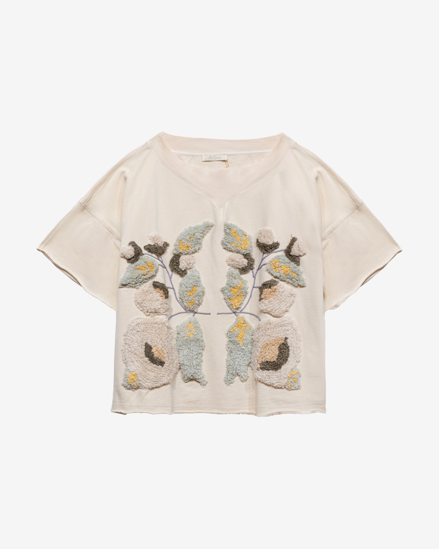 Pull en laine mérinos et finitions cuir - Kaki : T-shirt Mes Demoiselles
