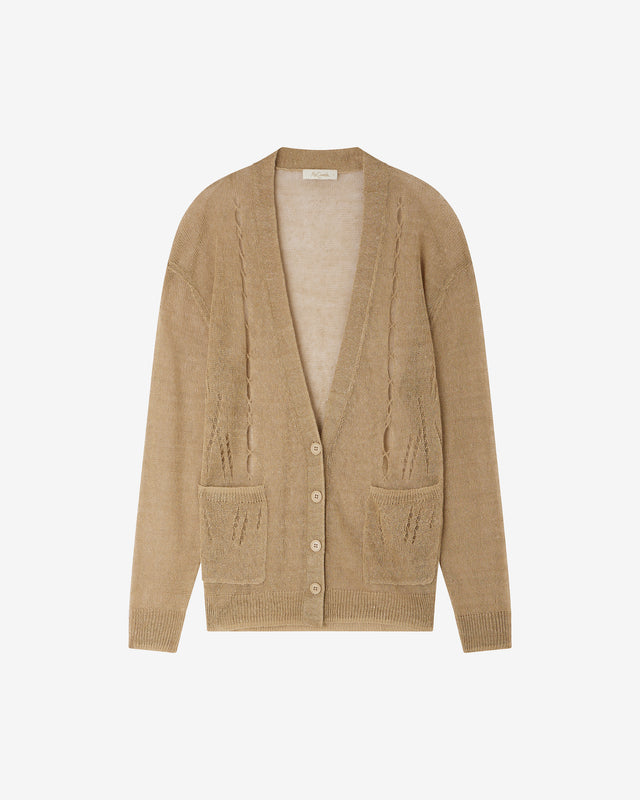 Cardigan Stree - Beige : Cardigan oversize en lin ajouré Mes Demoiselles - Dernière image