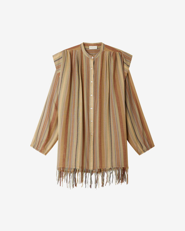 Chemise Tijuana - Sable : Veste - chemise à franges rayée bayadère Mes Demoiselles - Dernière image