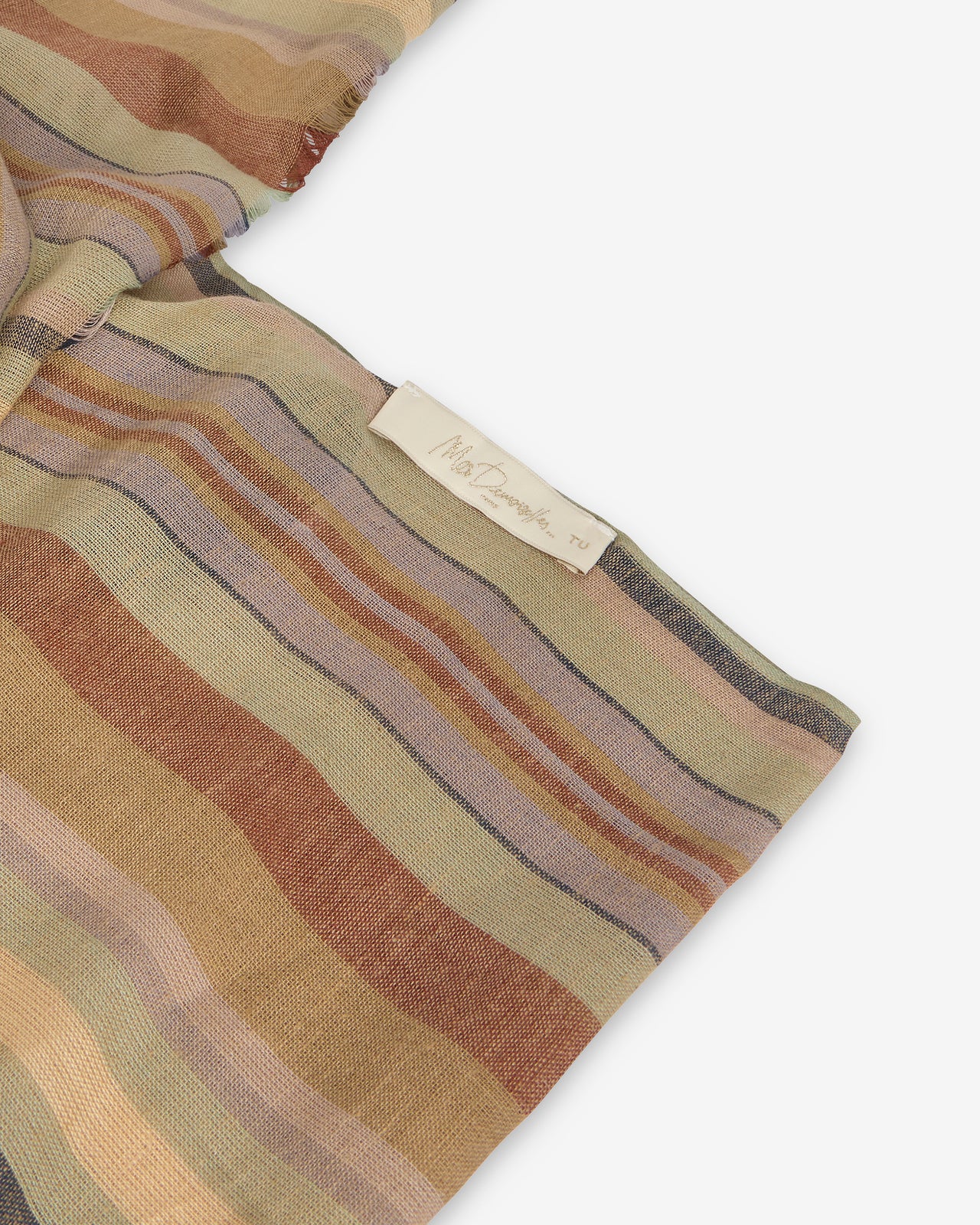 Foulard Toledo - Sable : Écharpe rayée bayadère à franges travaillées Mes Demoiselles - Image 5