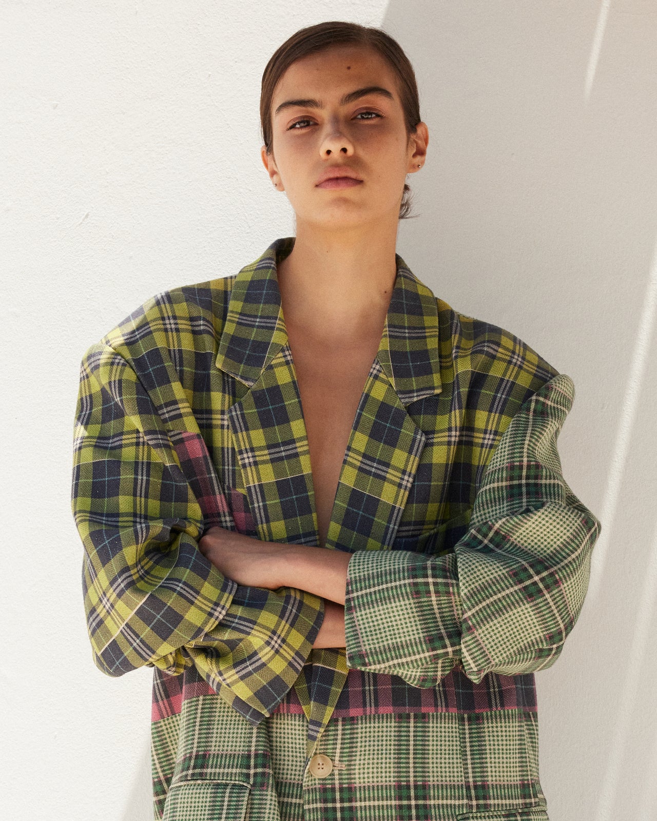 Veste Travi - Vert : Veste oversize - patchwork tartan Mes Demoiselles - Image 4