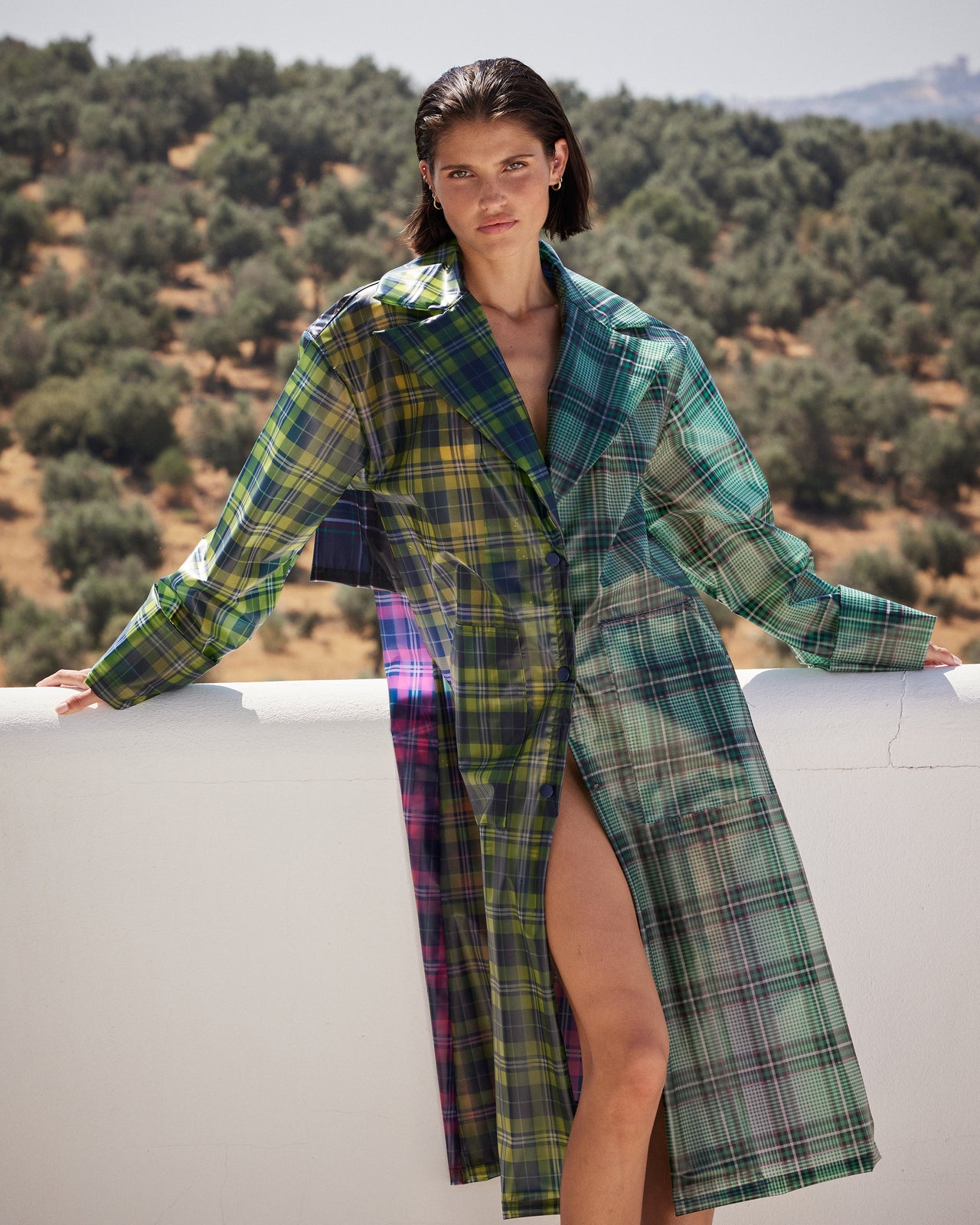 Imperméable long en tartan - navy et vert : Manteaux & vestes Mes Demoiselles - Image 3