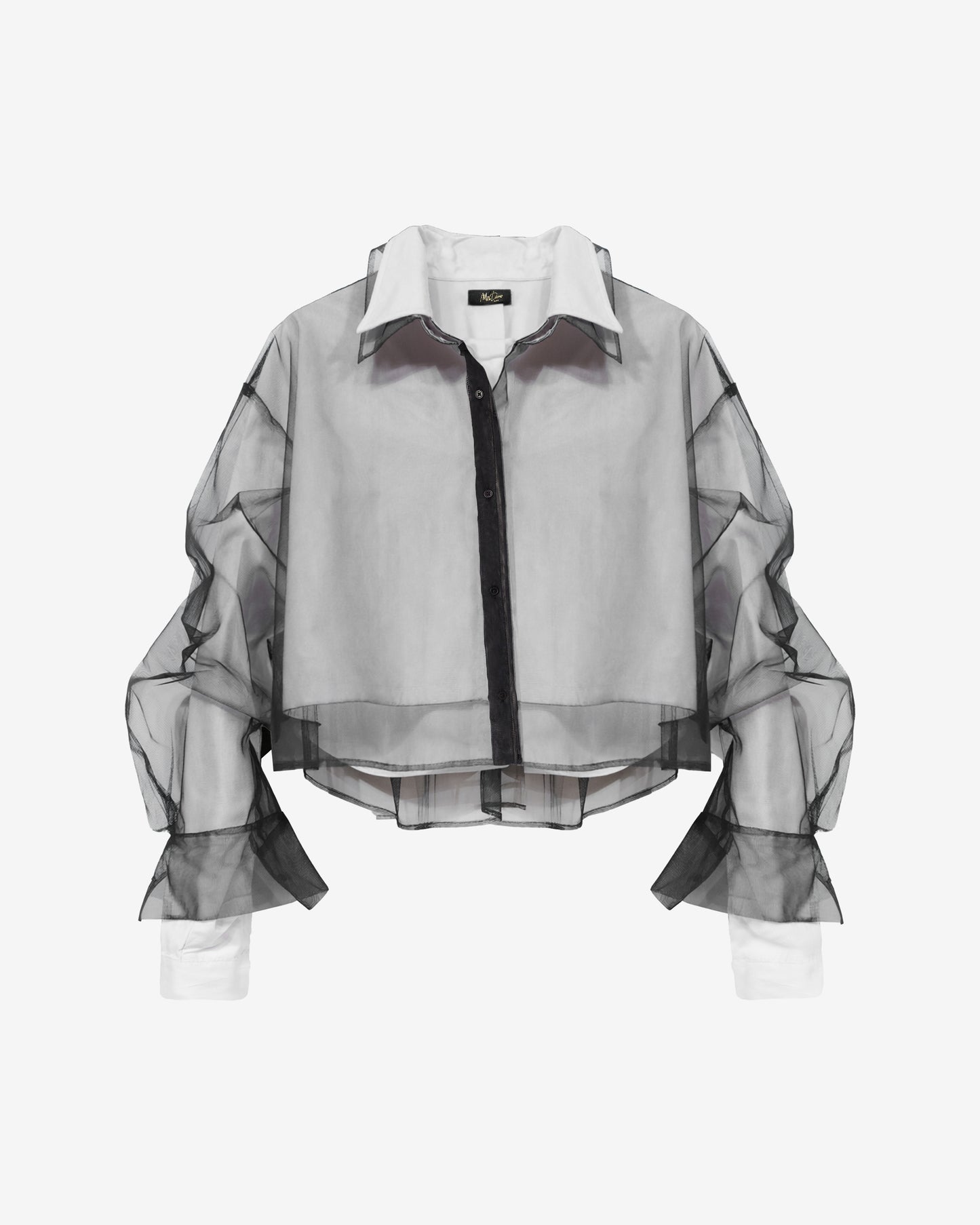 Double chemise superposée coton & tulle – tons noir & blanc - Chemises & tops Mes Demoiselles