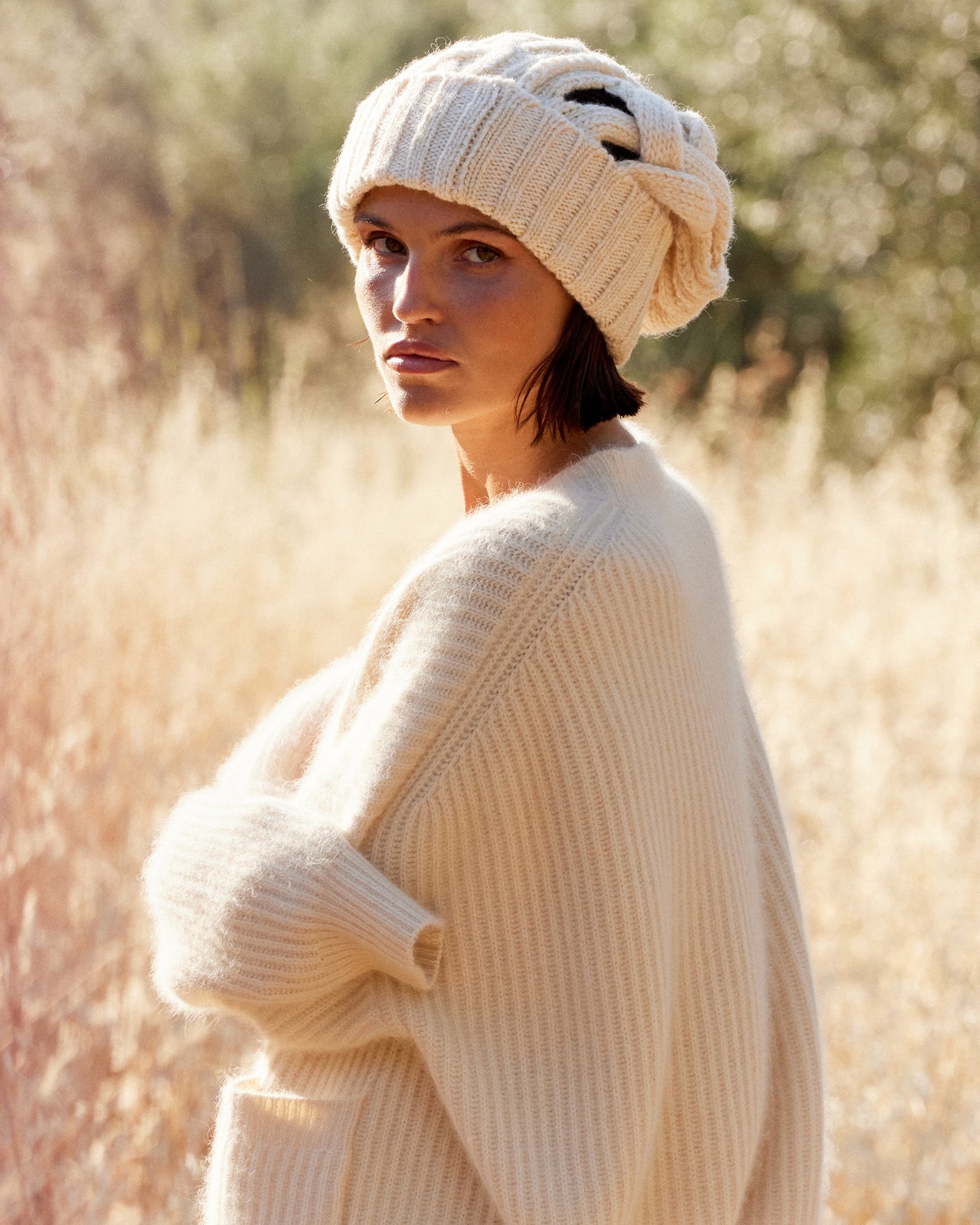 Cardigan Wocaru Ivoire : Cardigan écru en maille raccoon & laine tricot côte anglaise Mes Demoiselles - Image 6