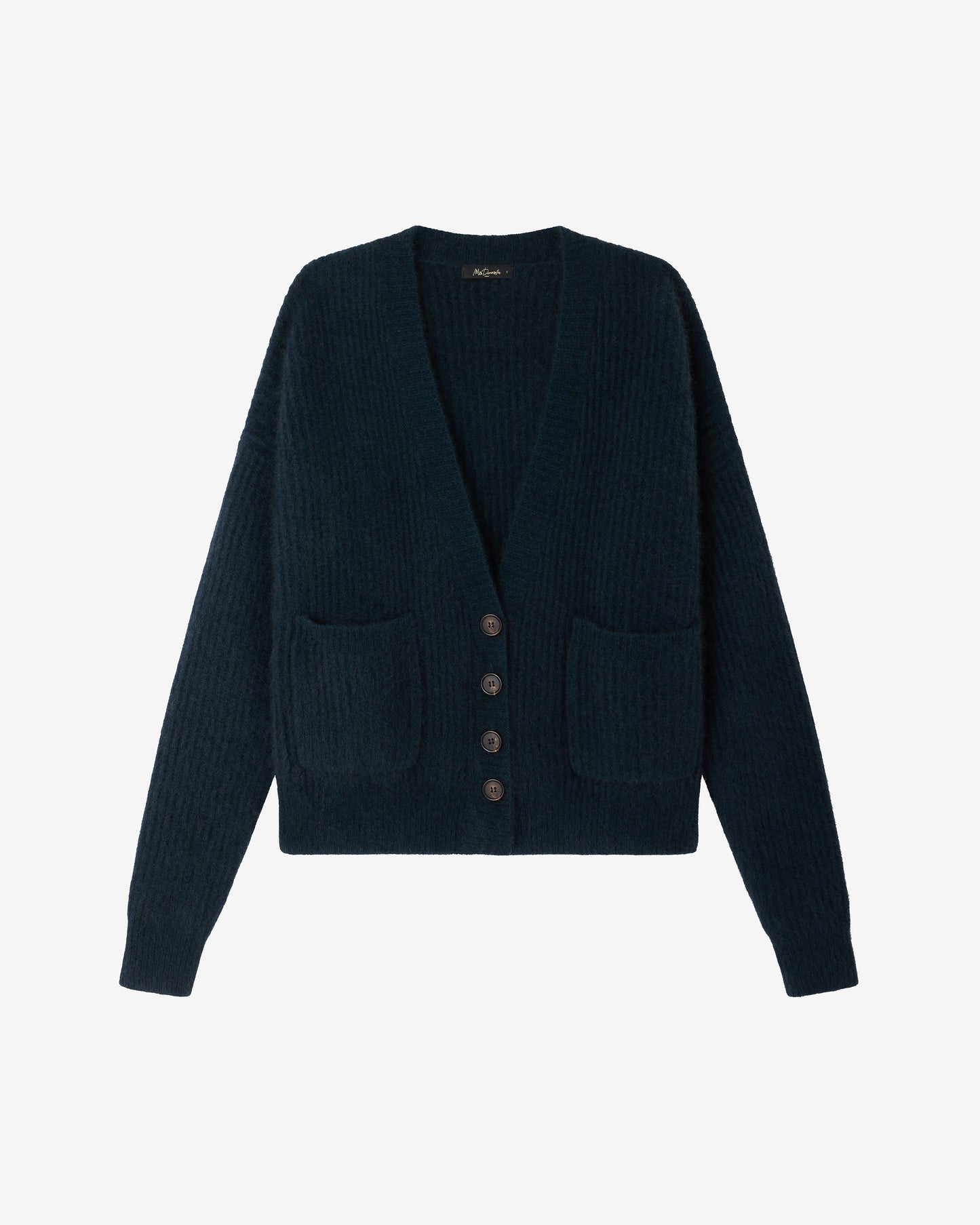 Cardigan navy en maille raccoon & laine tricot côte anglaise : Pulls & gilets Mes Demoiselles