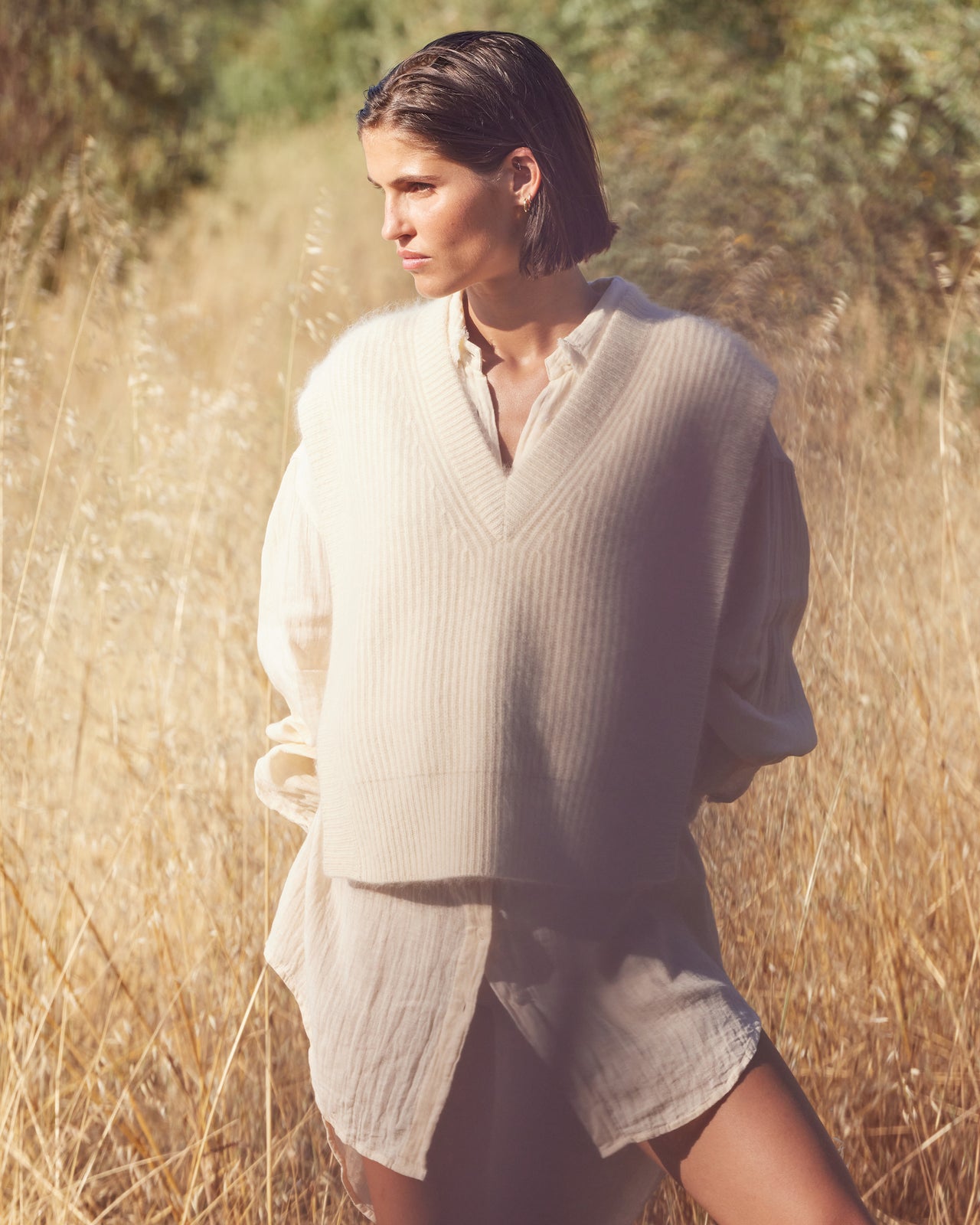 Top Wocca - Ivoire : Top poncho en maille écrue – raccoon & laine, côtes anglaises Mes Demoiselles - Image 5