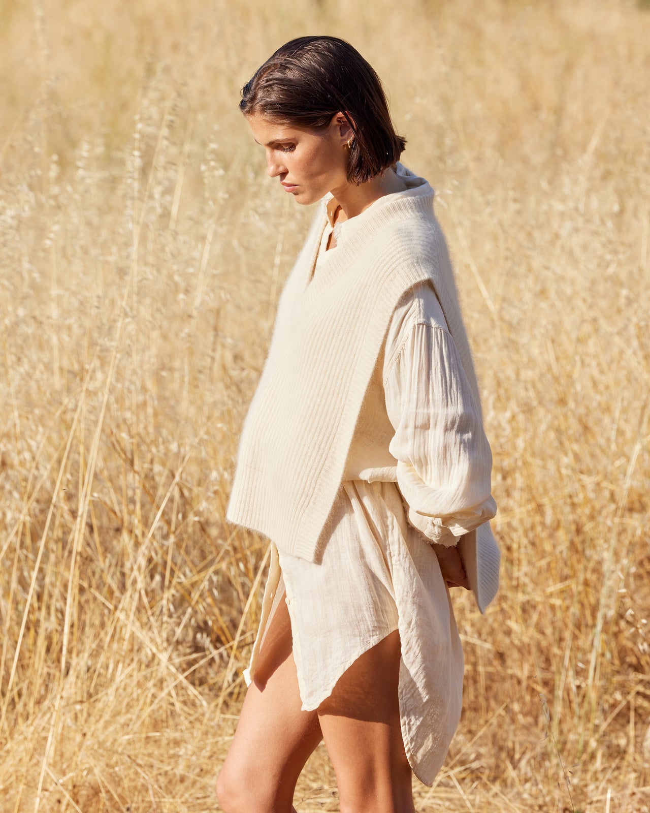 Top Wocca - Ivoire : Top poncho en maille écrue – raccoon & laine, côtes anglaises Mes Demoiselles - Image 6