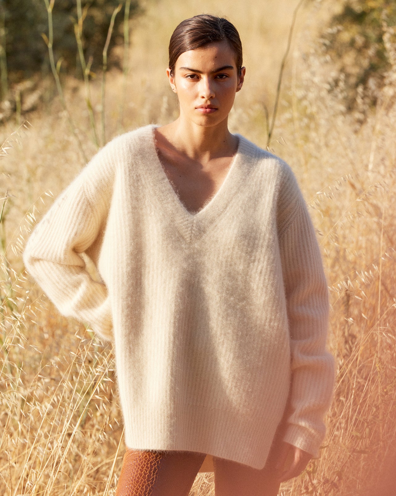 Pull droit en maille écrue – laine & raccoon, côtes anglaises : Pulls & gilets Mes Demoiselles - Image 3