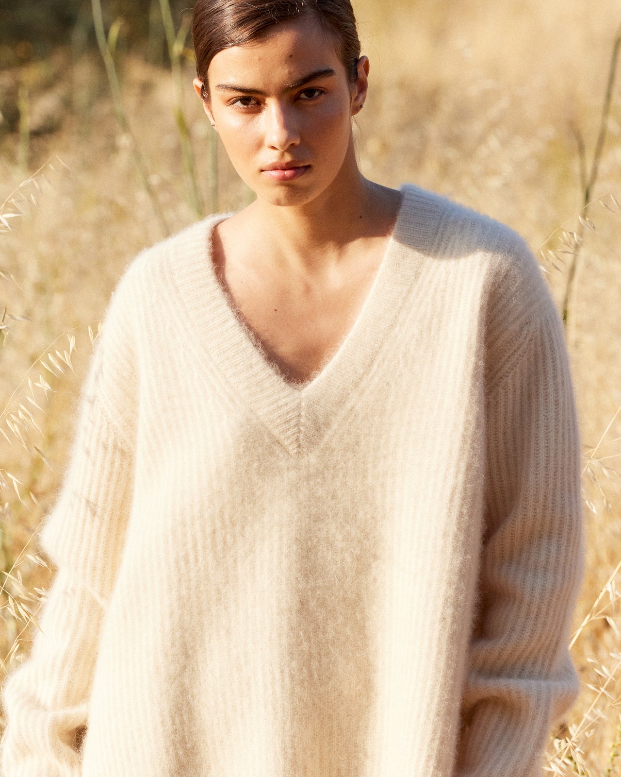 Pull Woch - Ivoire : Pull droit en maille écrue – laine & raccoon, côtes anglaises Mes Demoiselles - Image 4