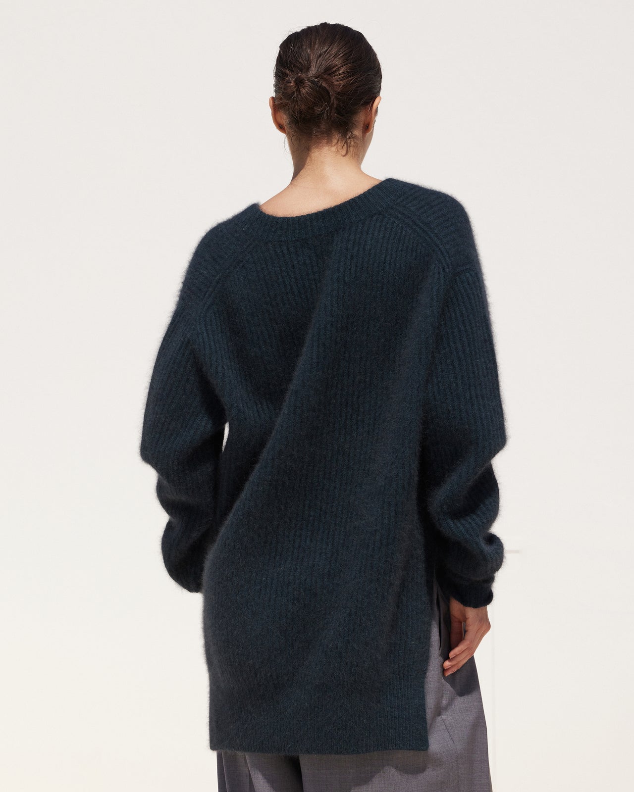 Pull Woch Bleu Marine : Pull droit en maille navy – laine & raccoon, côtes anglaises Mes Demoiselles - Image 5