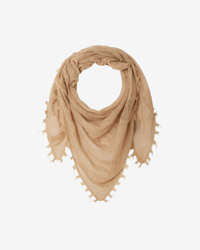 Foulard triangulaire en alpaca pointelle – Beige - Accessoires Mes Demoiselles - Image 3
