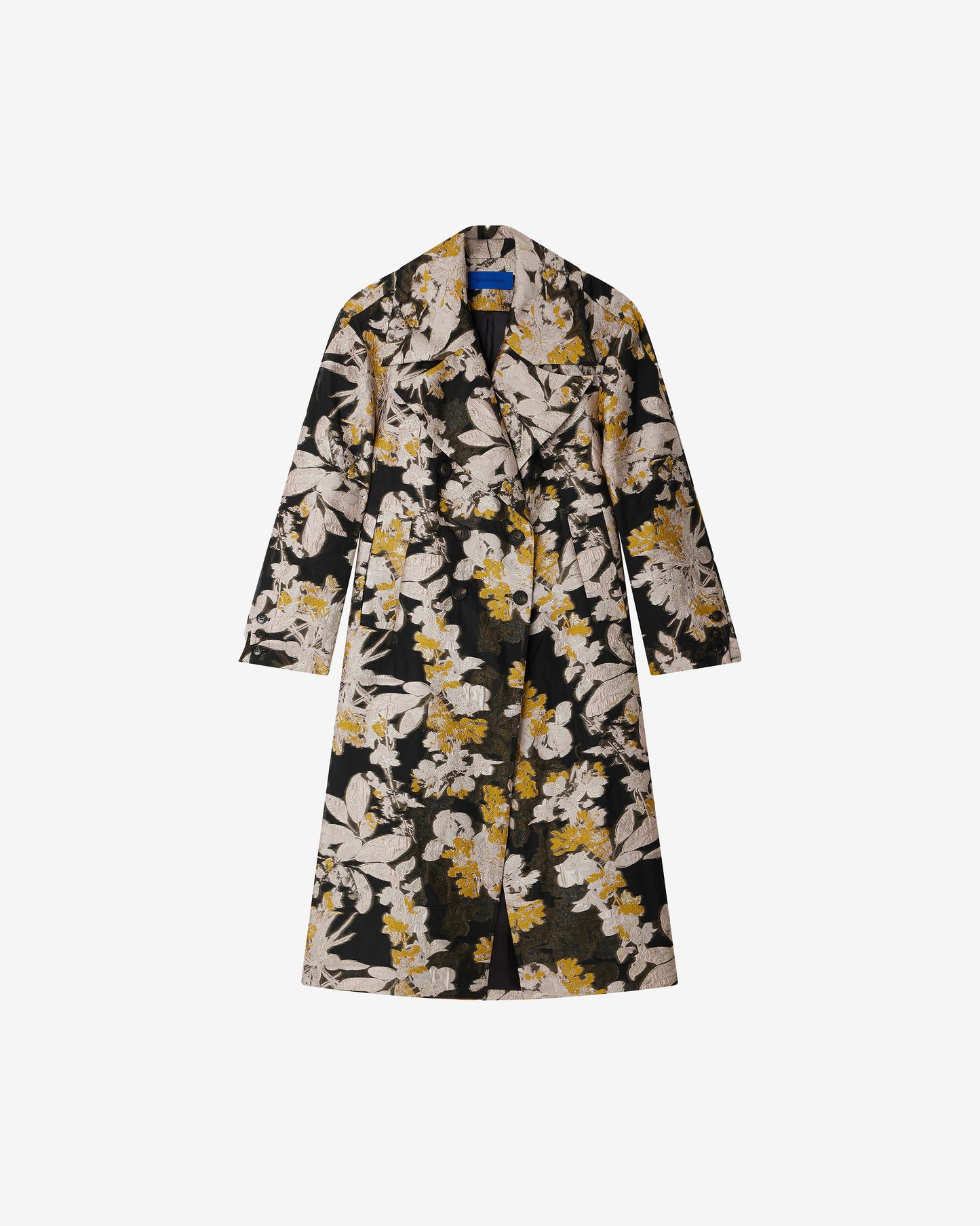 Manteau Soleil - Noir : Manteau jacquard floral – Noir, ivoire et ocre Mes Demoiselles