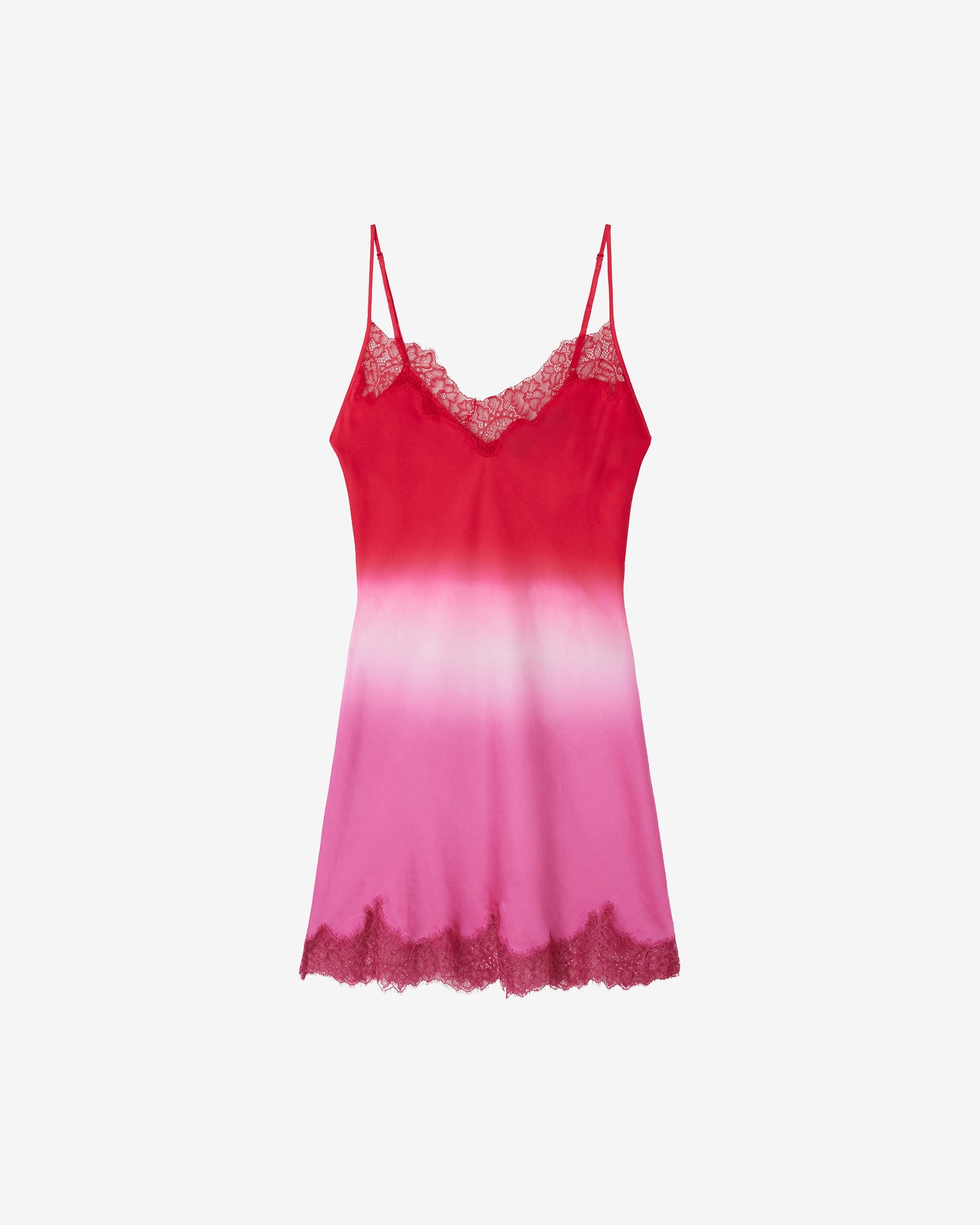 Nuisette en soie tie & dye – Dégradé de roses et dentelle - Robes Mes Demoiselles