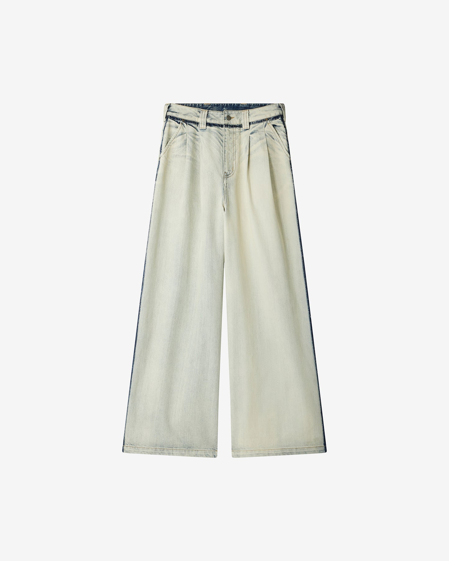 Jean large en denim délavé – Bleu clair - Pantalons & combinaisons Mes Demoiselles