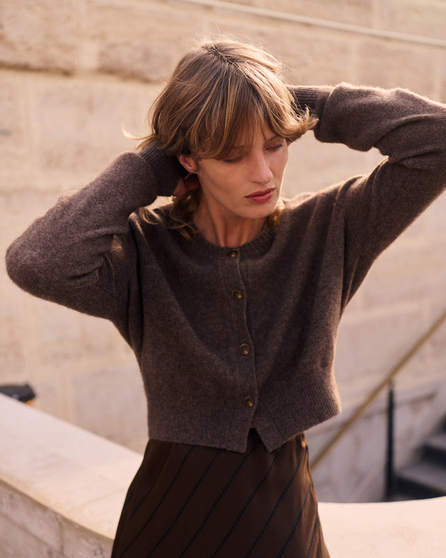 Foral Cardigan - Mole - Image 1
