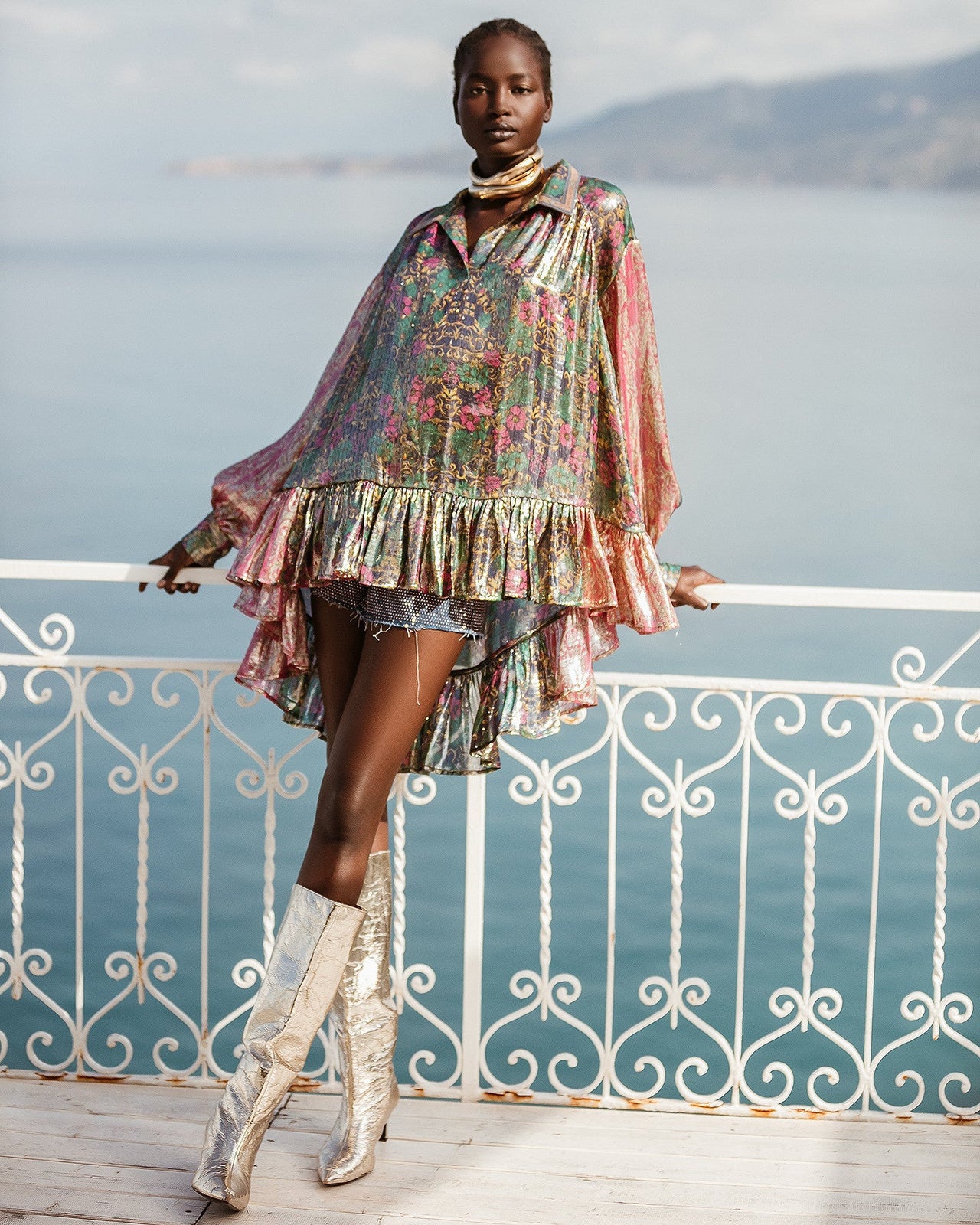 Blouse volumineuse en soie lurex : Chemises & tops Mes Demoiselles - Image 1