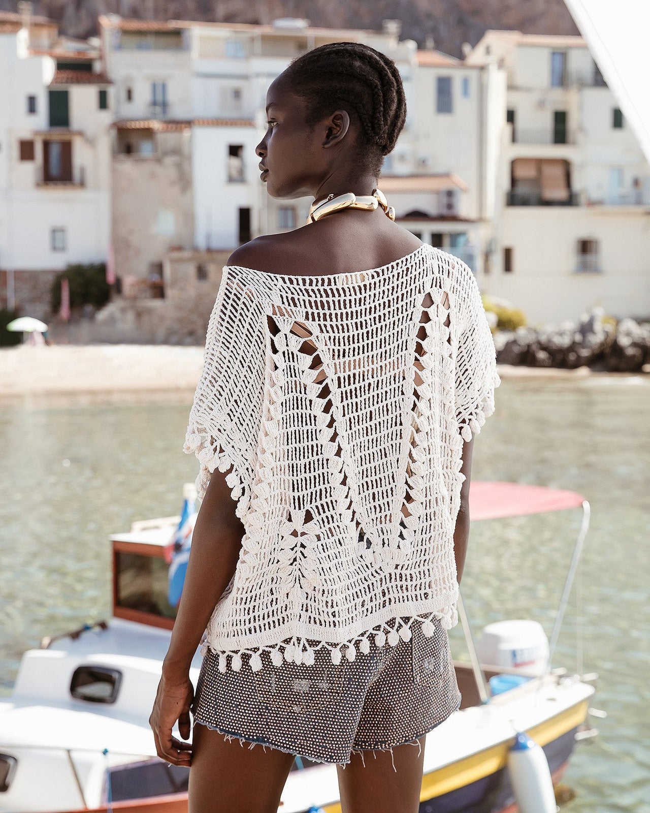 Top Wolf - Ivoire : Top au crochet écru en maille filet Mes Demoiselles - Image 4