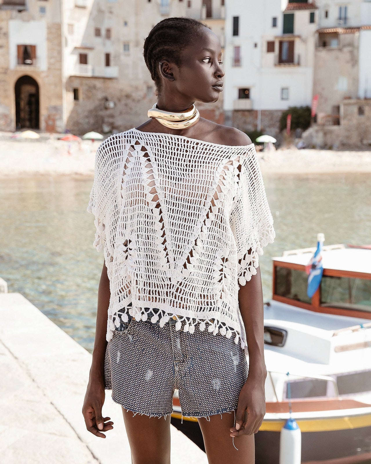 Top Wolf - Ivoire : Top au crochet écru en maille filet Mes Demoiselles - Image 6