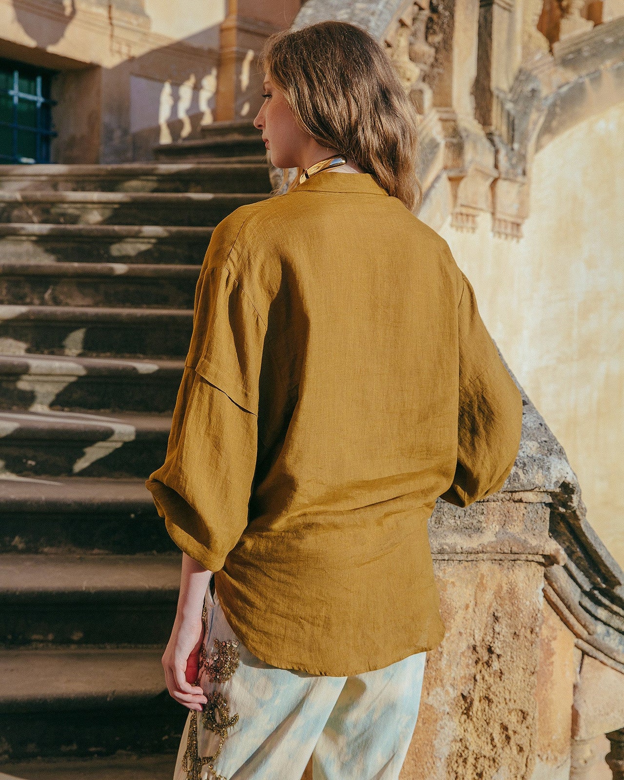 Chemise Cerea - Bronze : Chemise en lin couleur bronze à nouer Mes Demoiselles - Image 5