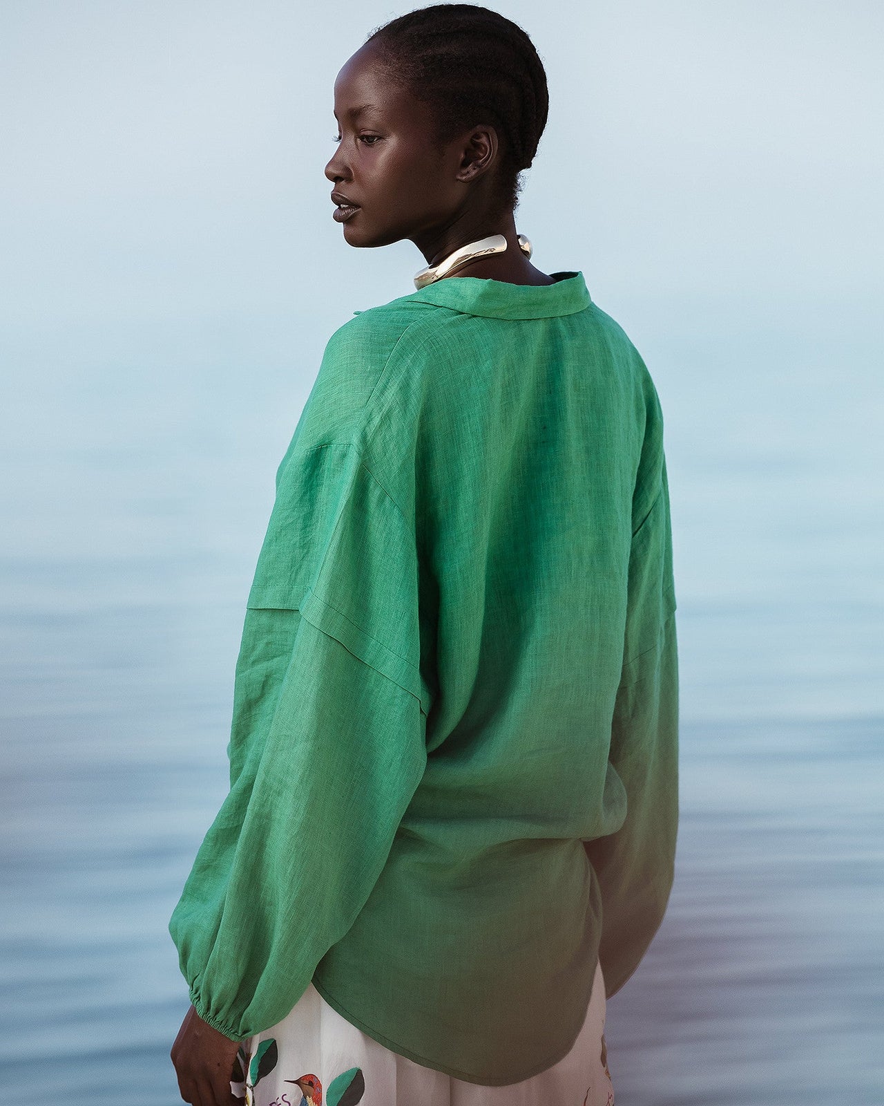 Chemise Cerea - Vert : Chemise en lin couleur verte à nouer Mes Demoiselles - Image 4